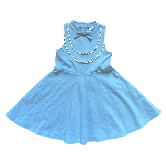 JANIE AND JACK Retro Vintage Style Lace Bib Dress Bow Blue - Picture 2 of 6